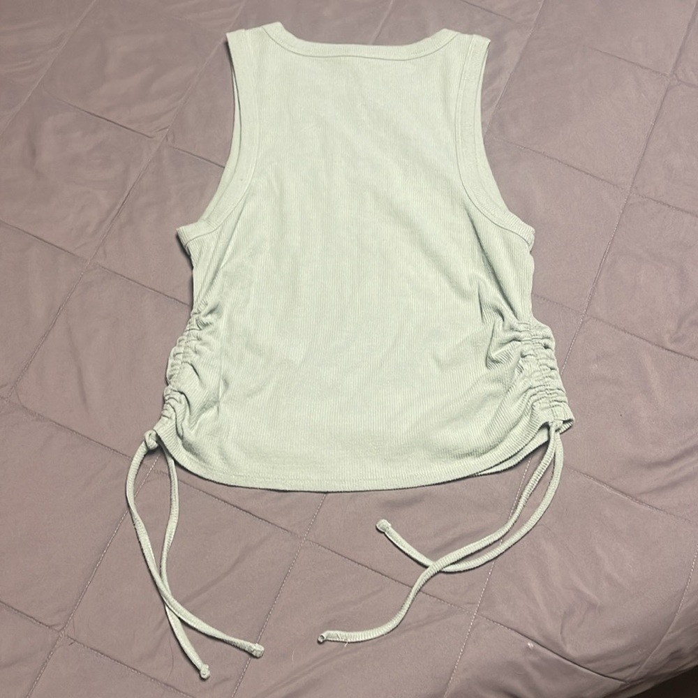 1. State Side Seam Seafoam Green Rouched Tank Size Large - Picture 6 of 7